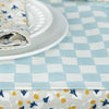 block printed placemat checkered blue white 