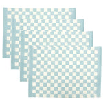 block printed placemat checkered blue white 
