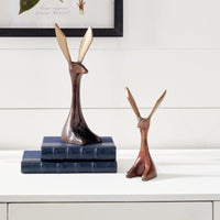aluminum bronze jackrabbit sculpture set 