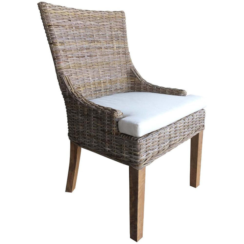 Luxury Designer Padma's Plantation Set of 2 Dining Chairs Grey Kubu Rattan Alfresco