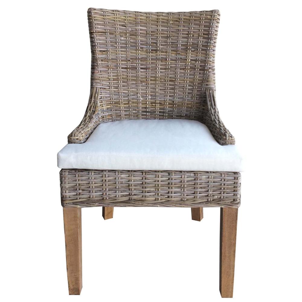 Luxury Designer Padma's Plantation Set of 2 Dining Chairs Grey Kubu Rattan Alfresco