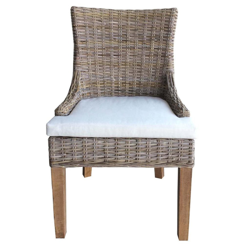 Luxury Designer Padma's Plantation Set of 2 Dining Chairs Grey Kubu Rattan Alfresco
