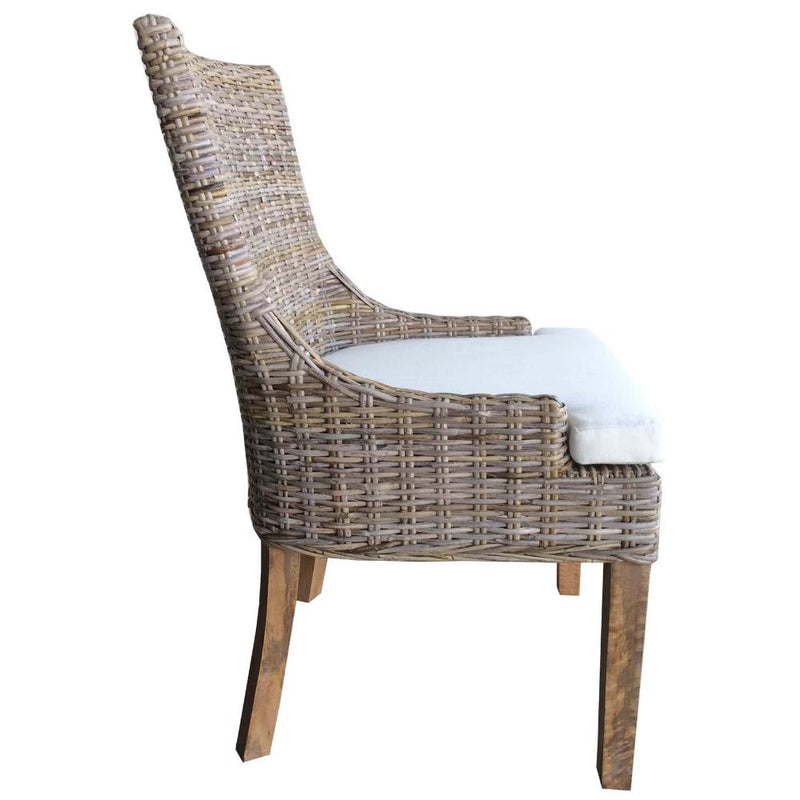 Luxury Designer Padma's Plantation Set of 2 Dining Chairs Grey Kubu Rattan Alfresco