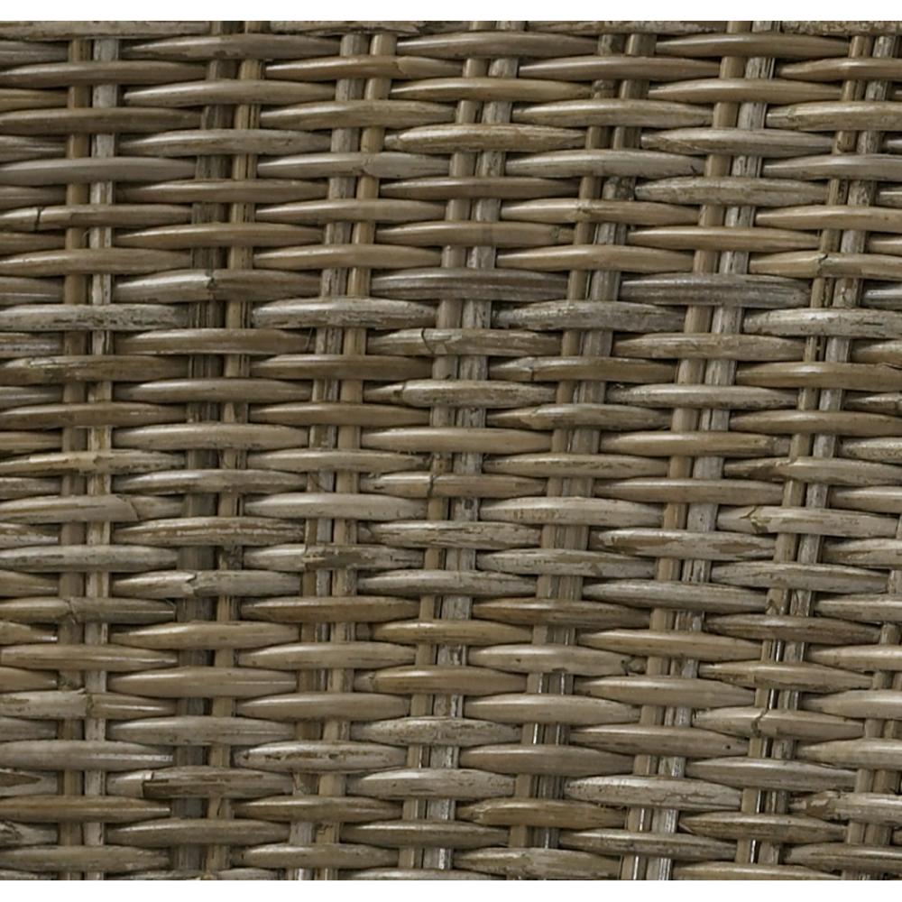 natural grey Kubu woven wicker counter stool  curved back white seat cushion wood legs Padma's Plantation