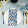 block printed napkin set white blue floral patterned