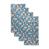 block printed napkin set white blue floral patterned