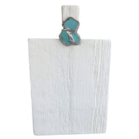 wood footed charcuter board white aqua geode