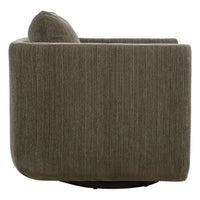 dark green chenille upholstered swivel chair