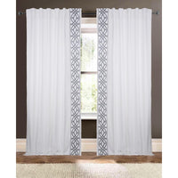 Drapery Curtain Panel Linen Cotton Rod Pocket White Gray Swirl