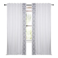 Drapery Curtain Panel Linen Cotton Rod Pocket White Gray Swirl