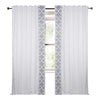 Drapery Curtain Panel Linen Cotton Rod Pocket White Gray Swirl