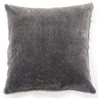 velvet pillow pom pom gray