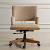 tan desk arm chair wood base casters