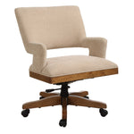 tan desk arm chair wood base casters