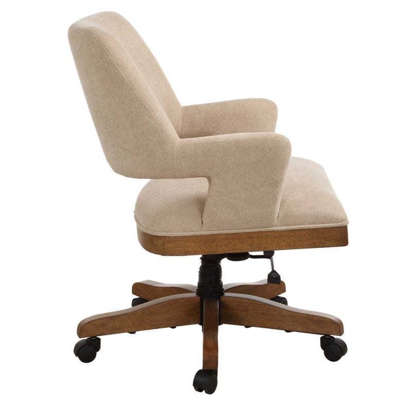 tan desk arm chair wood base casters