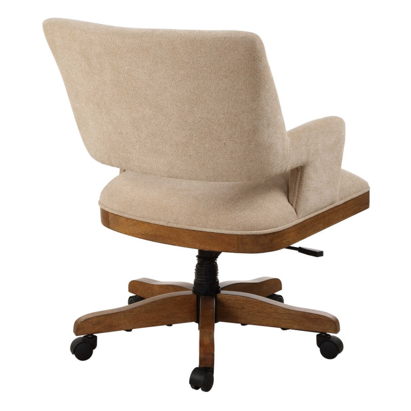 tan desk arm chair wood base casters