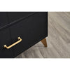 modern black leather 3-drawer bedside chest brass hardware