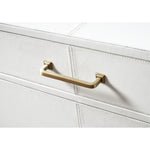 modern white leather 3-drawer bedside chest brass hardware