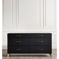 High-End Modern Furniture - Black Leather 6-Drawer Chest BSEID High-End Modern Furniture - Black Leather 6-Drawer Chest BSEID
