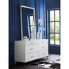 6-drawer chest white leather modern brass pulls wood legs