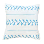 white Euro pillow sham aqua embroidery rows