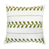 white Euro pillow sham green embroidery rows