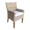 soft gray wicker dining arm chair mahogany legs