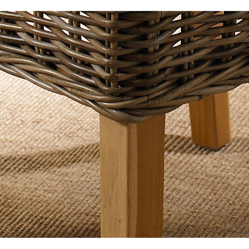 Padma's Plantation Kubu Woven Grey Wicker Dining Chair White Cushion Seat