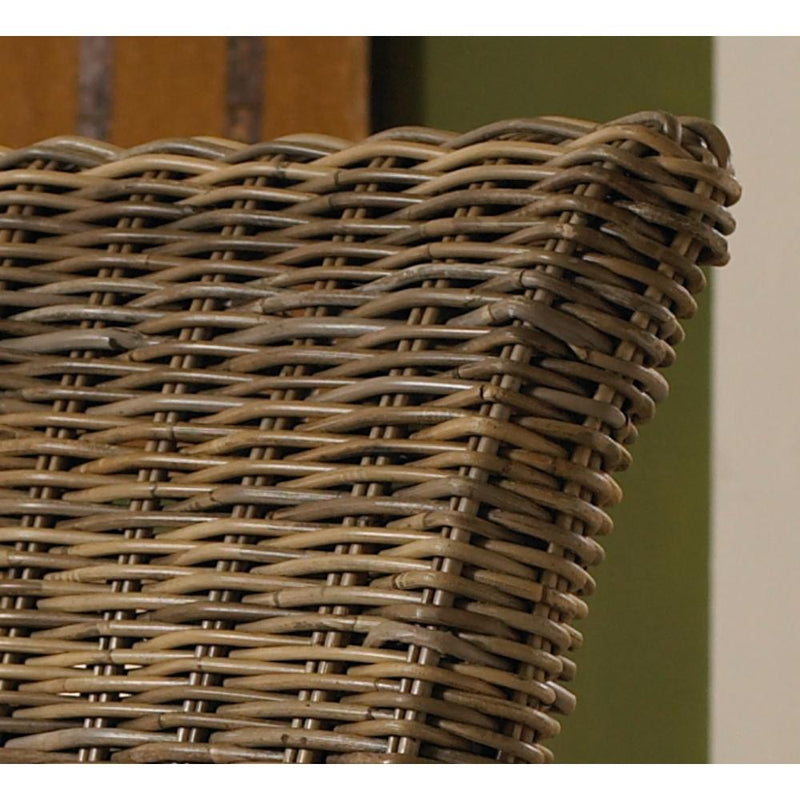 Padma's Plantation Kubu Woven Grey Wicker Dining Chair White Cushion Seat