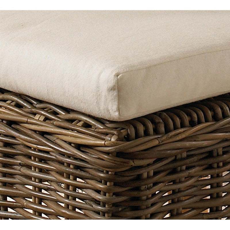Padma's Plantation Kubu Woven Grey Wicker Dining Chair White Cushion Seat