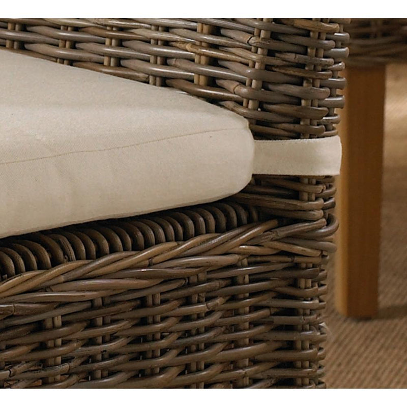 Padma's Plantation Kubu Woven Grey Wicker Dining Chair White Cushion Seat