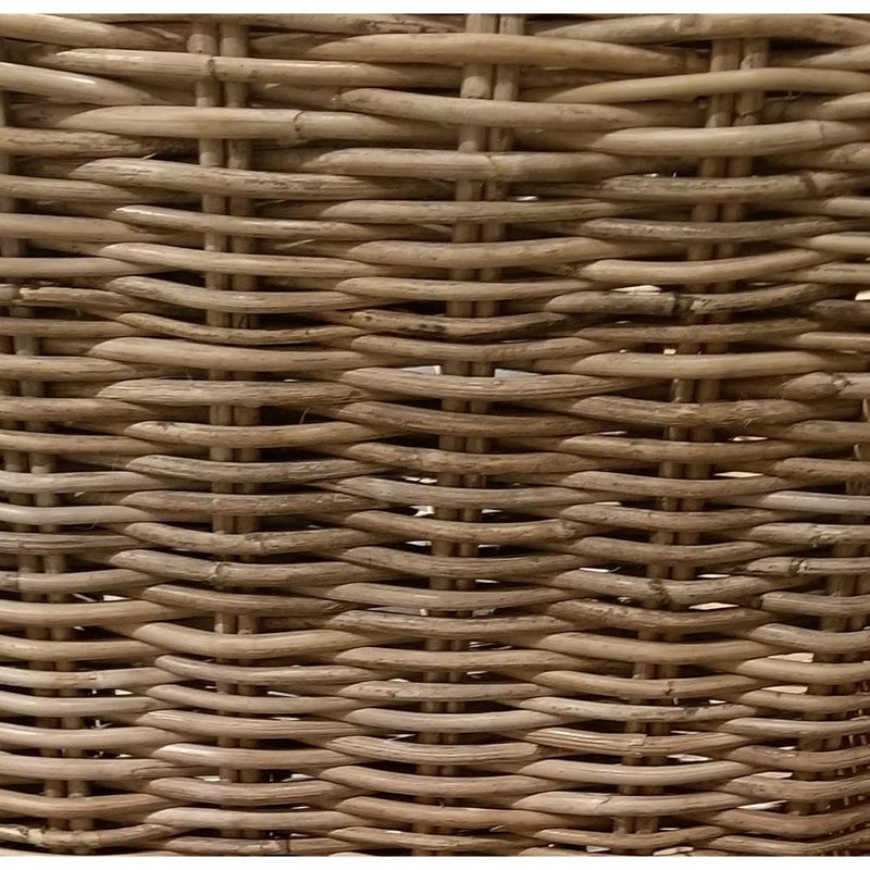 Padma's Plantation Kubu Woven Grey Wicker Dining Chair White Cushion Seat