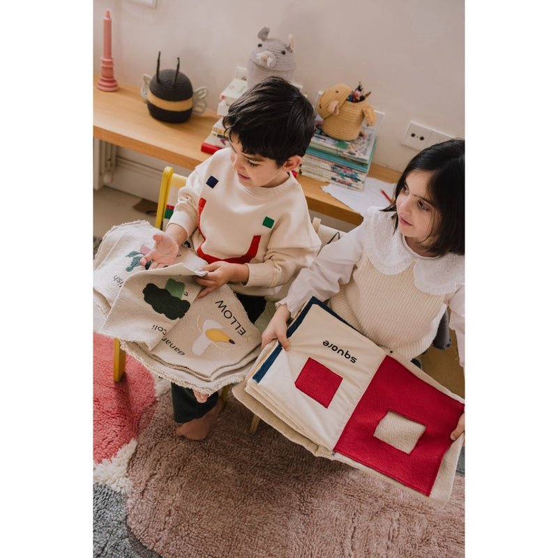 sensory play book colors cream fabric