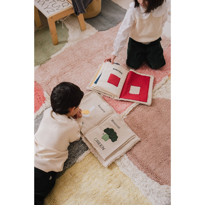 sensory play book colors cream fabric