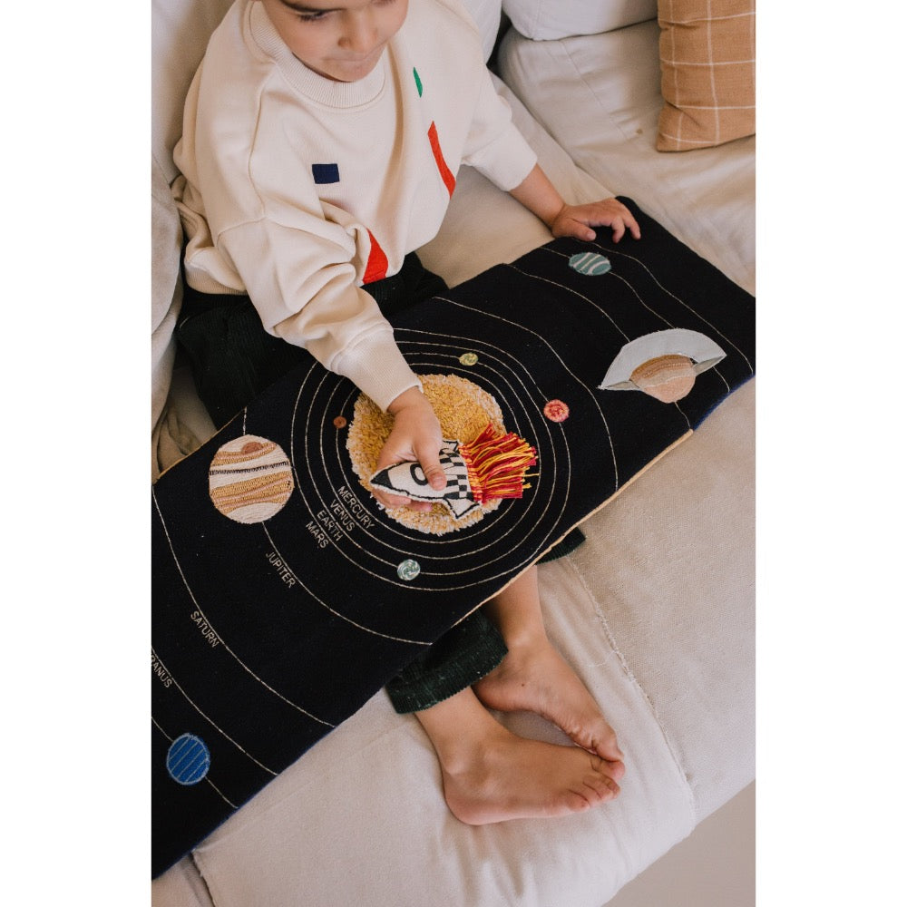 sensory play book space cream fabric 