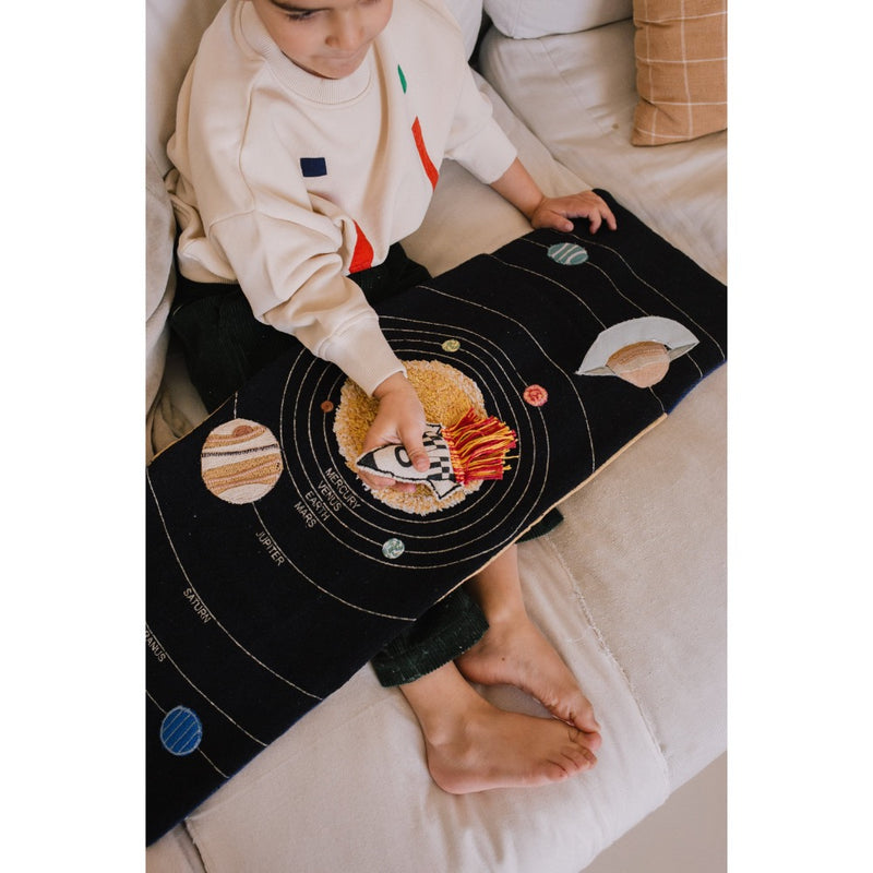 sensory play book space cream fabric 