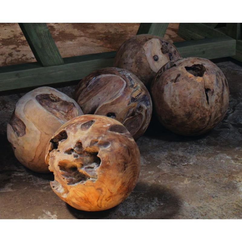 round teak ball decor natural
