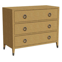 chest grasscloth three drawer tarnished brass hardware