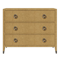 chest grasscloth three drawer tarnished brass hardware
