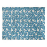 block printed blue floral patterned tablecloth 