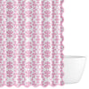 shower curtain pink white scalloped edge