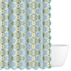 blue patterned shower curtain scalloped edges