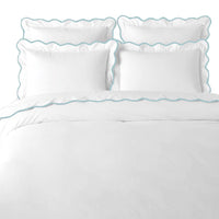 white full queen duvet blue scalloped border