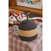 basket woven black yellow white baby bee lidded 