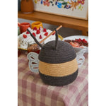 basket woven black yellow white baby bee lidded 