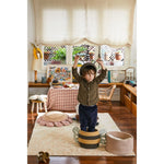 basket woven black yellow white mama bee lidded 