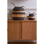 basket woven black yellow white mama bee lidded 