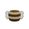 basket woven black yellow white mama bee lidded 