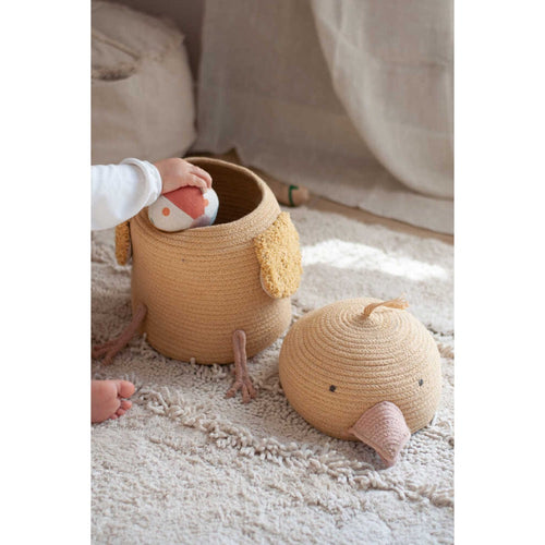 yellow round chick basket lid