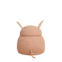 basket piglet woven lid pink